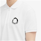 Moncler Men's Embroidered Dragon Piquet Polo Shirt in White