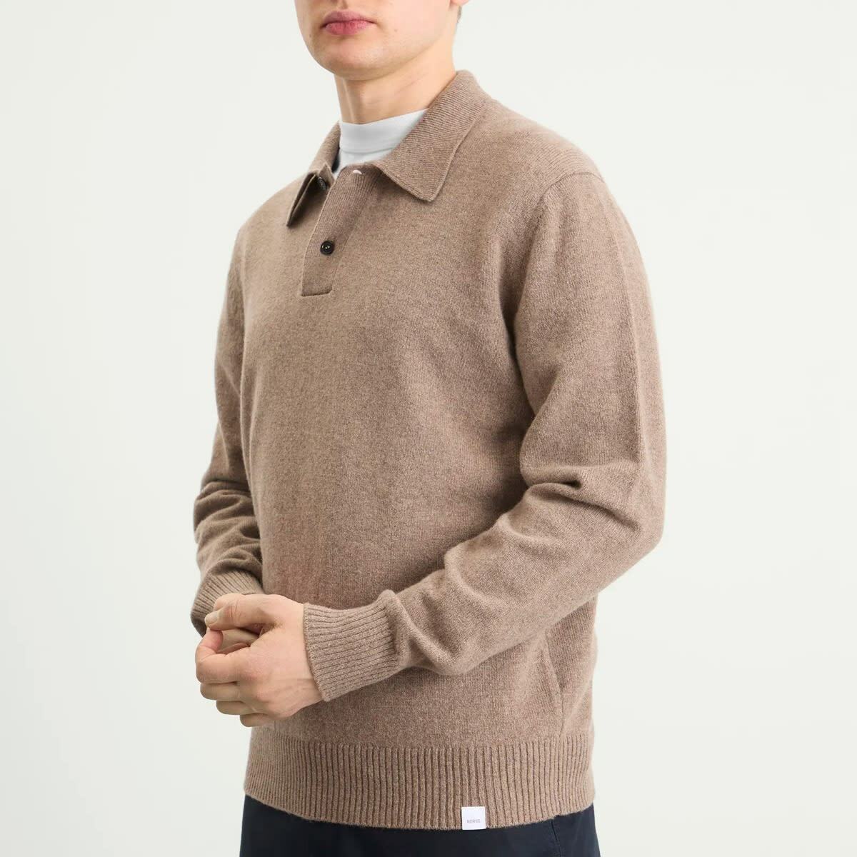 Norse Projects Men's Standard Merino Lambswool Polo in Clay