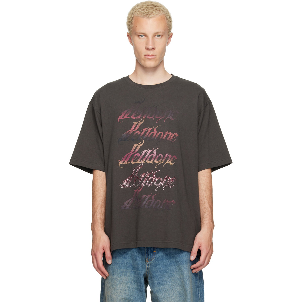 We11done Gray Gradient Logo T-shirt