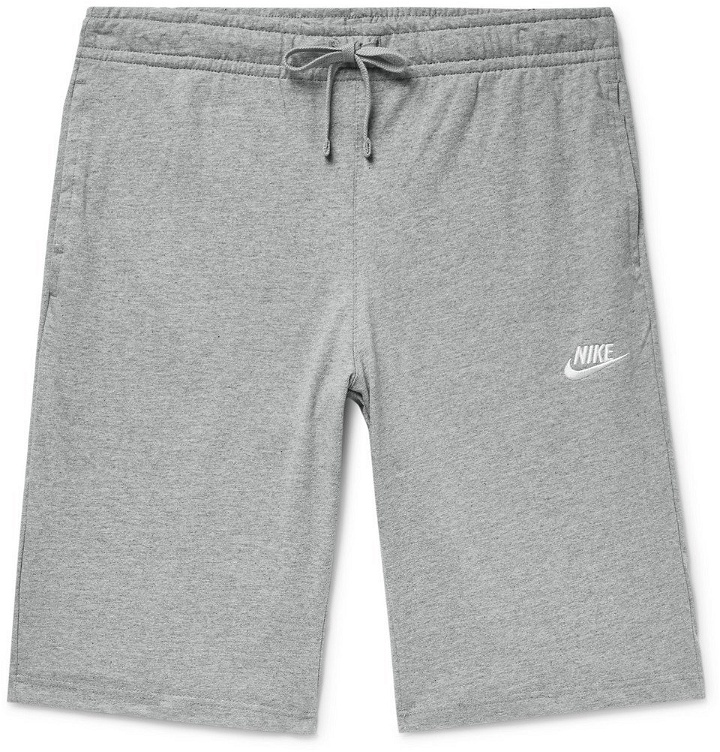 Photo: Nike - Sportswear Club Mélange Cotton-Jersey Drawstring Shorts - Gray