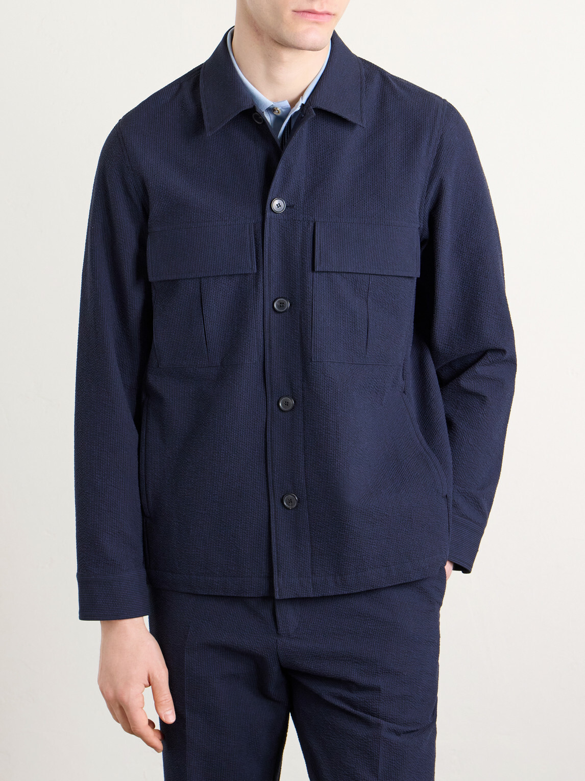 Paul Smith - Cotton-Blend Seersucker Overshirt - Blue