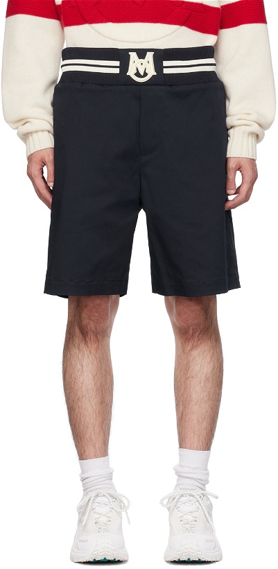 Photo: Moncler Navy Embroidered Shorts