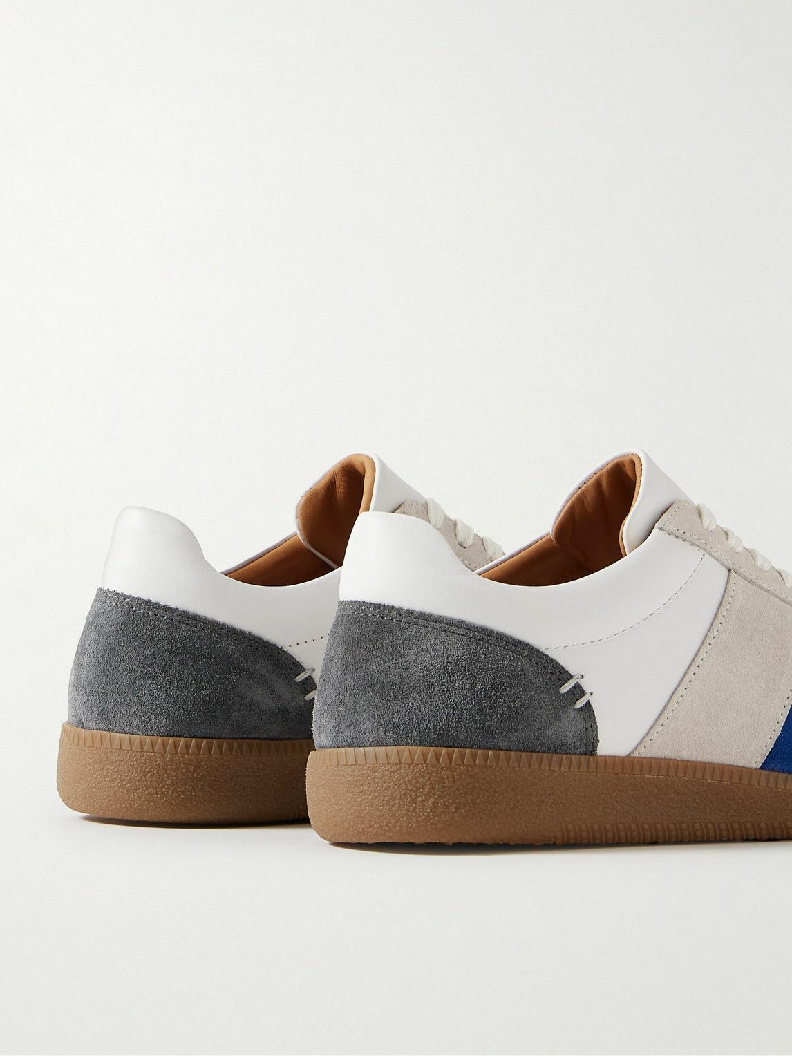 Mr P. - Ansel Colour-Block Suede and Leather Sneakers - Blue