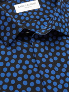 SAINT LAURENT - Polka-Dot Silk-Crepe de Chine Shirt - Blue