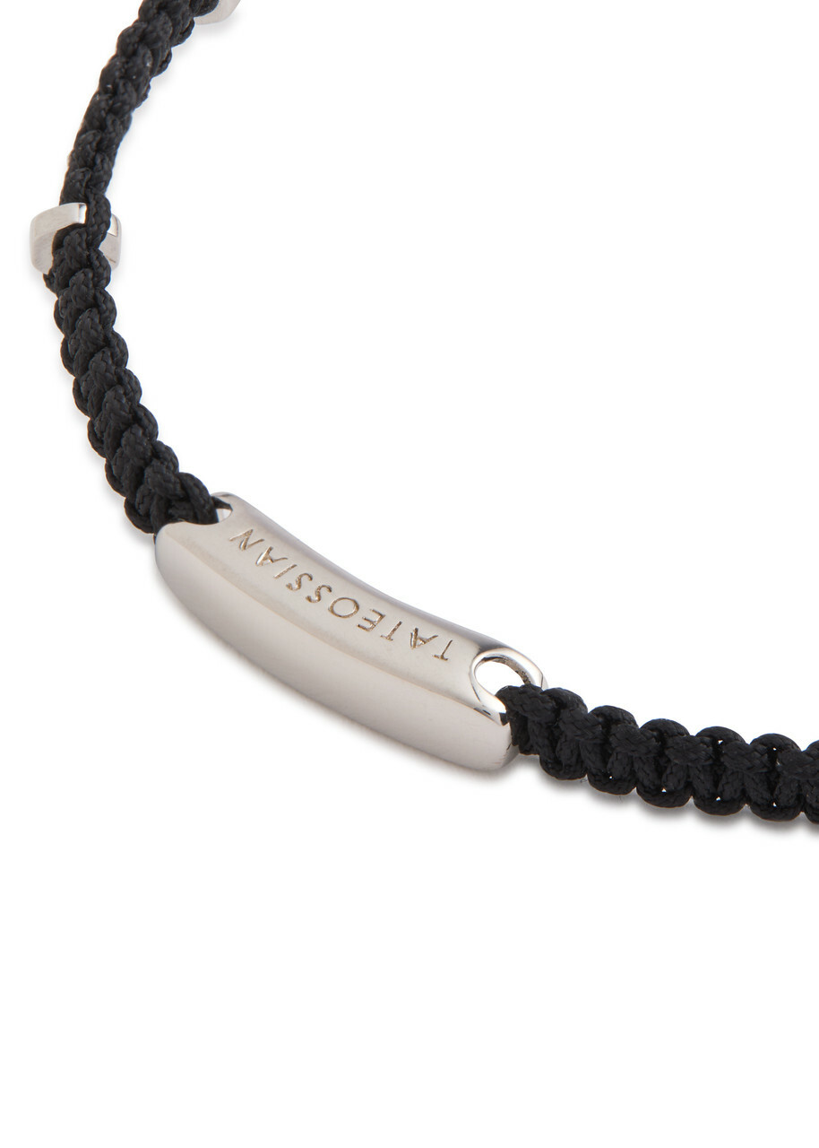 Tateossian Sterling Silver and Macramé Bracelet Black
