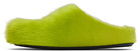 Marni Green Long Hair Calfskin Fussbett Slip-on Loafers