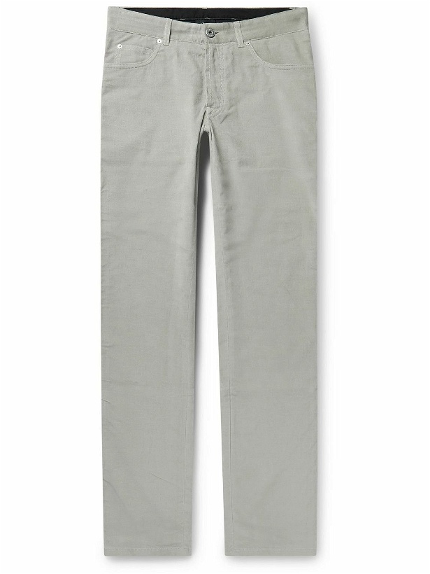 Photo: Brioni - Slim-Fit Stretch-Cotton Corduroy Trousers - Gray