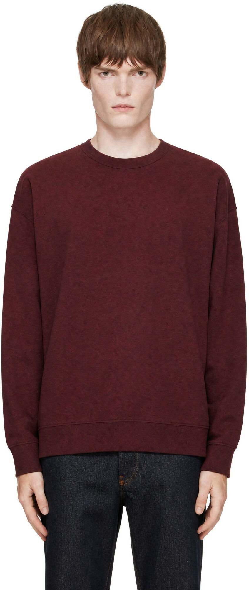 Dries Van Noten Burgundy Oversized Cotton Sweatshirt
