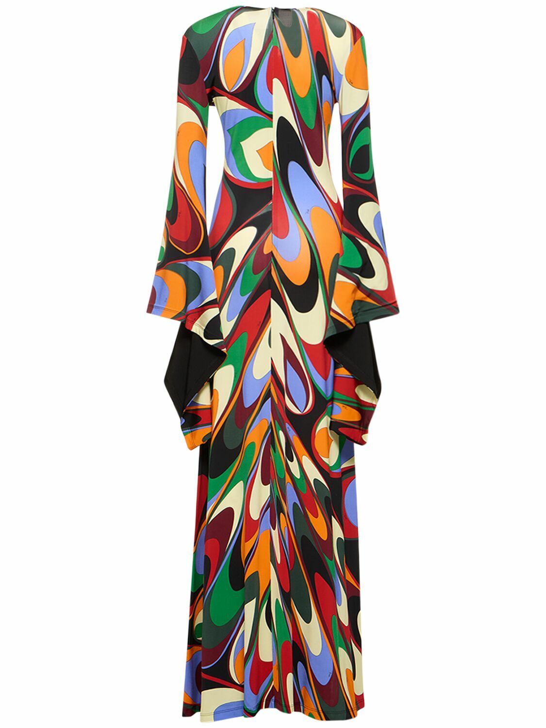 PUCCI Satin Jersey Long Sleeve Long Dress Emilio Pucci