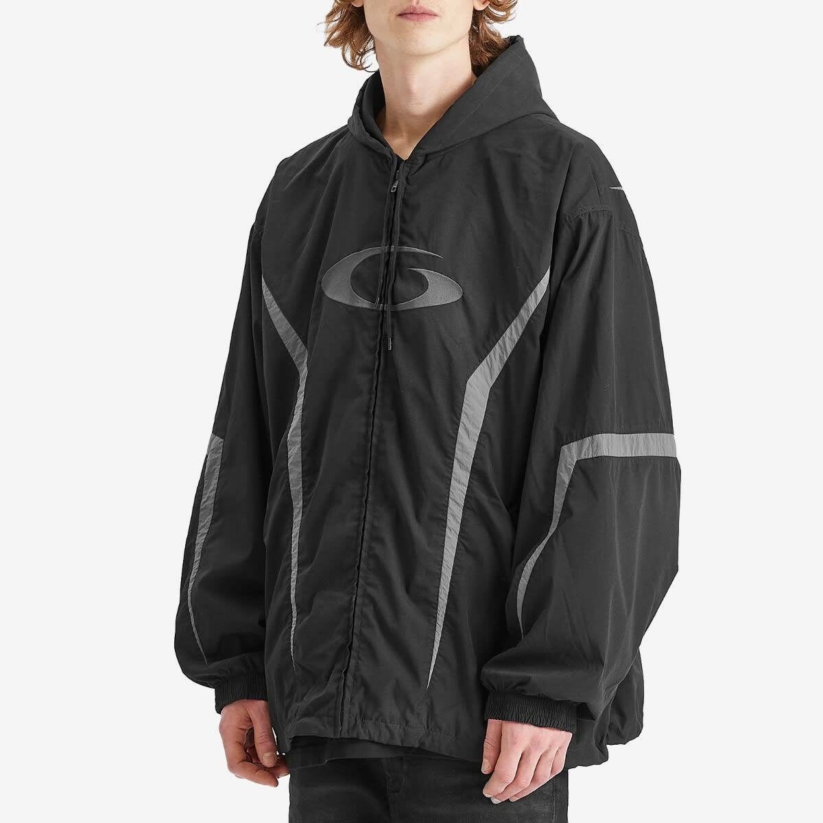 バレンシアガ Balenciaga Tracksuit Jacket Balenciaga Men's Tracksuit Jacket in Black/Elephant Grey