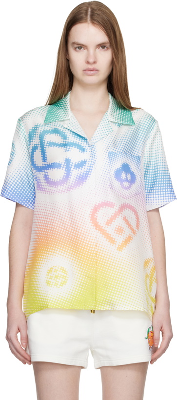 Photo: Casablanca Multicolor Halftone Logo Short Sleeve Silk Shirt