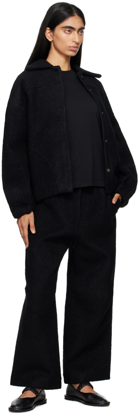 Deiji Studios Black Boiled Wool Trousers