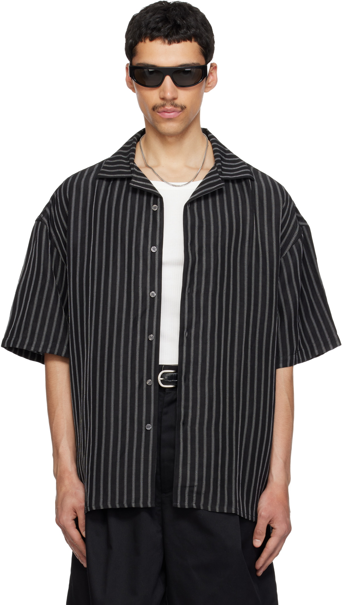 WILLY CHAVARRIA Black Camp Collar S/S Shirt
