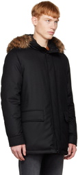 ZEGNA Black Fur Trim Down Jacket