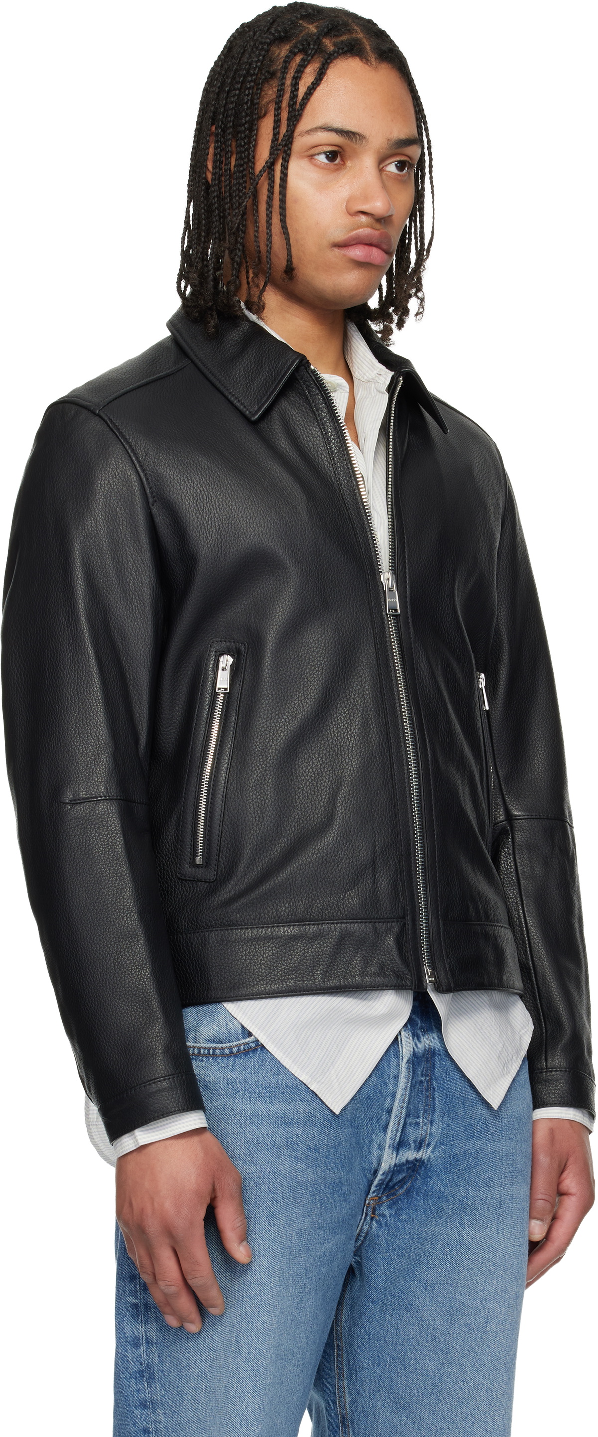 BOSS Black Regular Fit Leather Jacket