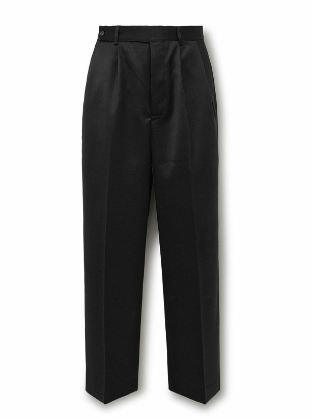 Photo: BODE - McNab Straight-Leg Pleated Wool Barathea Tuxedo Trousers - Black