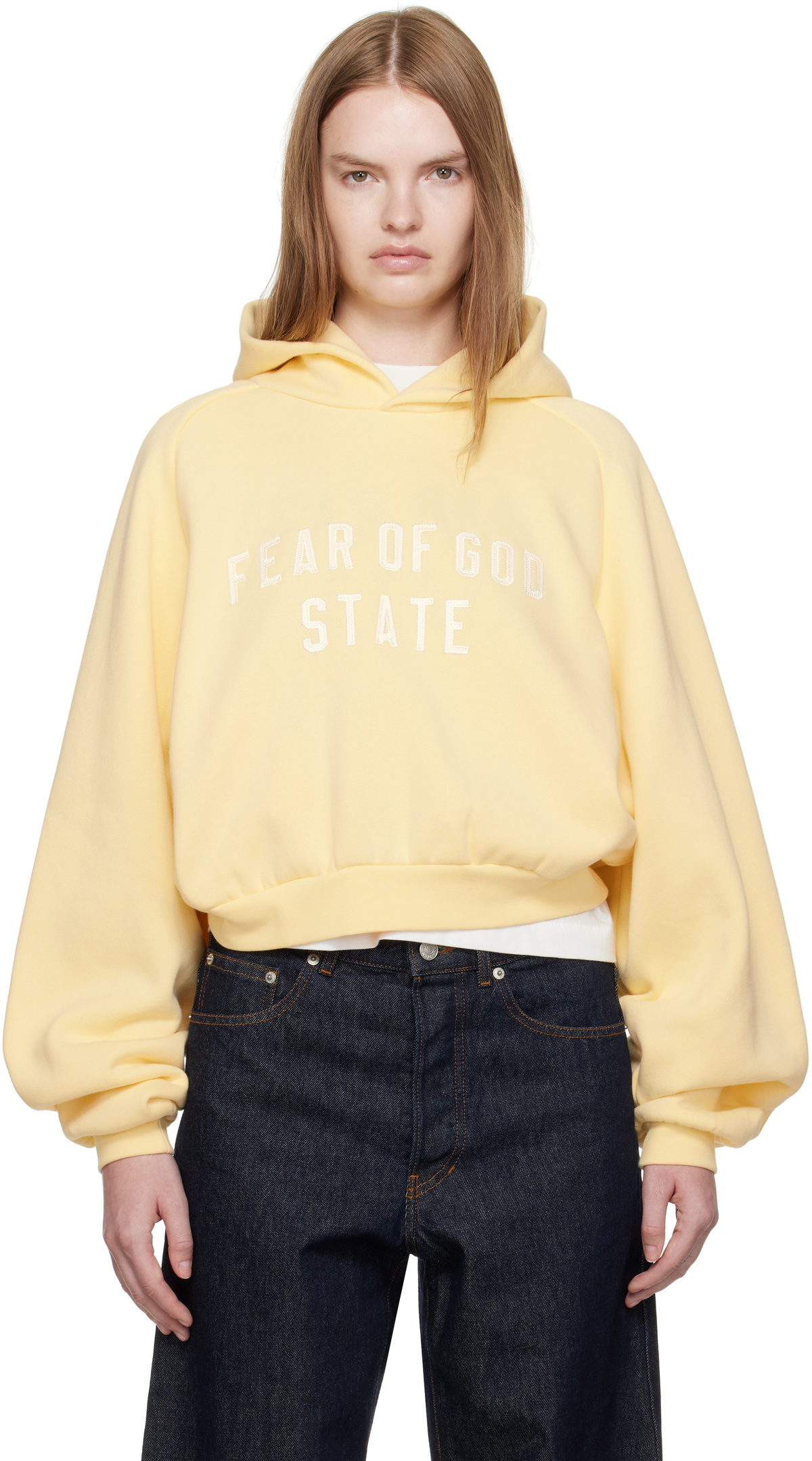 Fear of God ESSENTIALS Yellow Fleece Raglan Hoodie