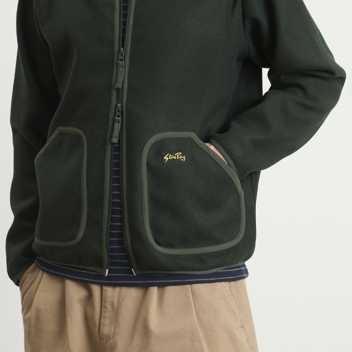 Stan Ray Men's Wool Fleece Cardigan in Botanical Green