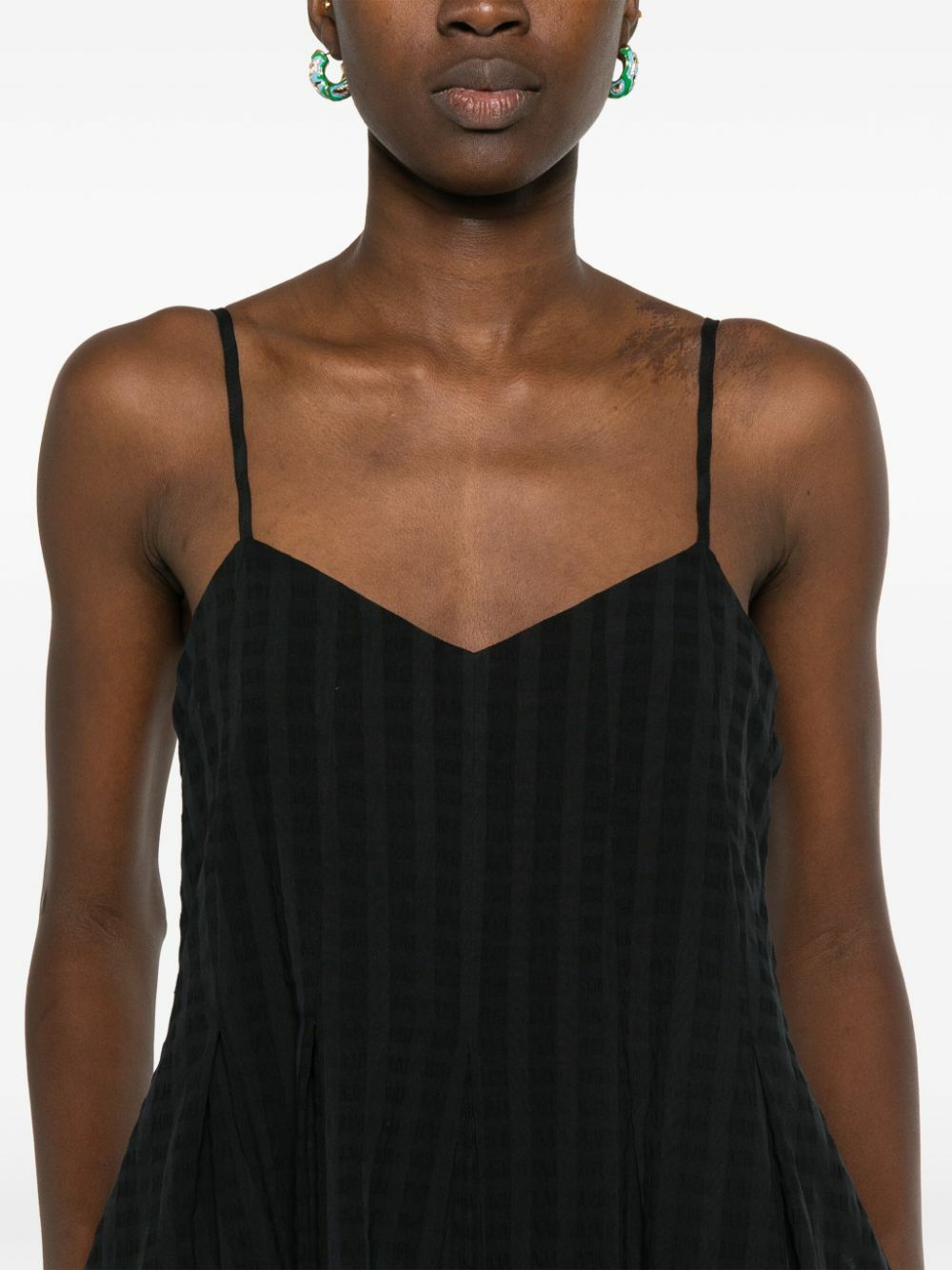 Asceno Black Ribbed Sleeveless Midi Dress ASCENO