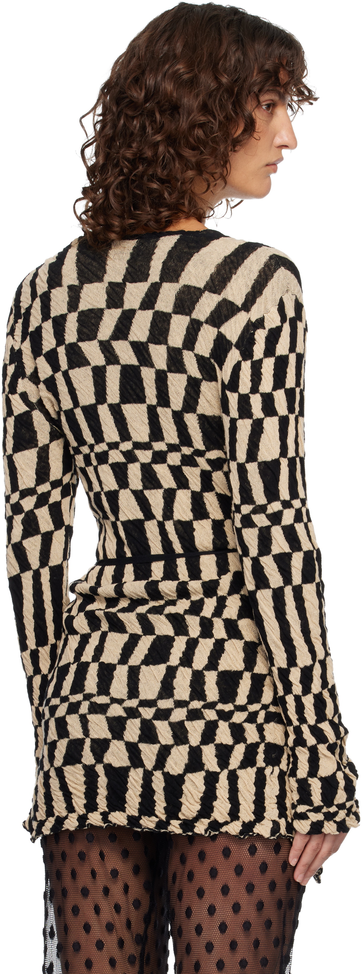 Dries Van Noten Black & Off-White Jacquard Cardigan