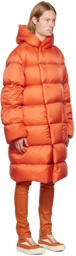 Rick Owens Orange Hooded Liner Down Coat