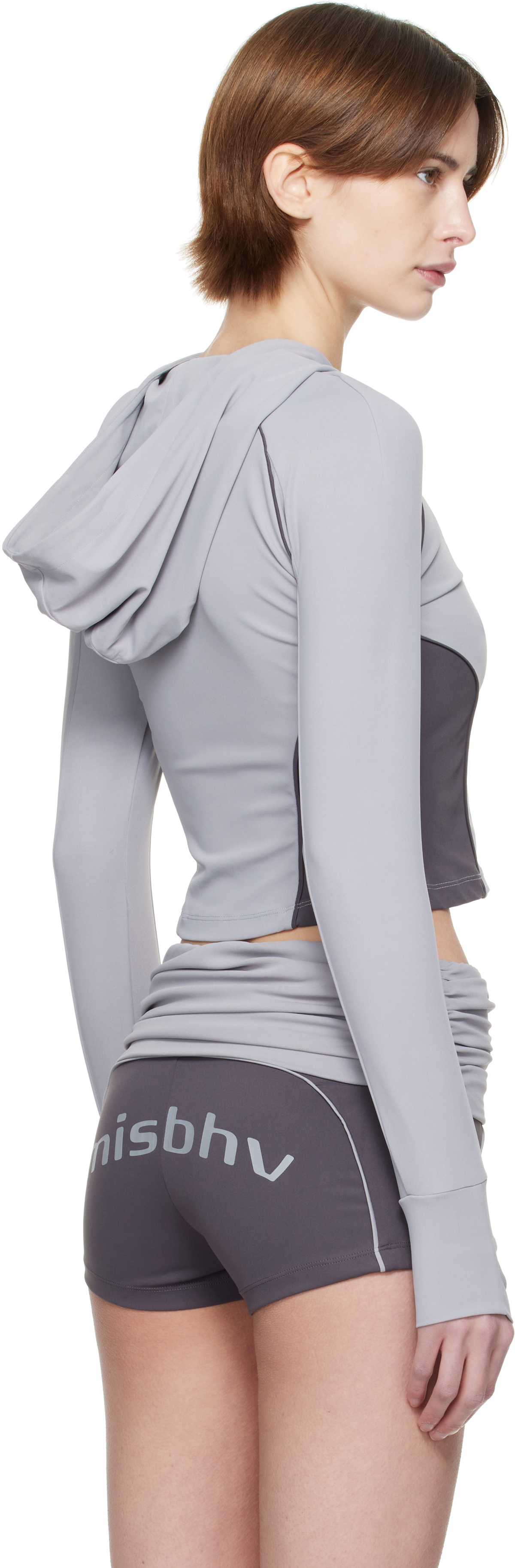 MISBHV Gray Lycra Zipped Sport Hoodie