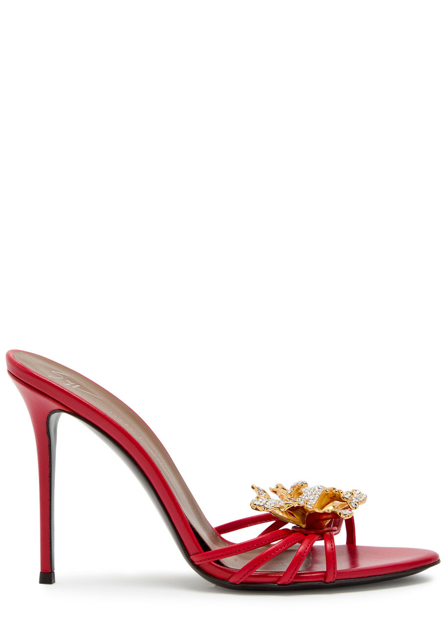 Giuseppe Zanotti Clandestino 105 Embellished Leather Sandals Red