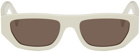 Gucci Off-White Rectangular Sunglasses