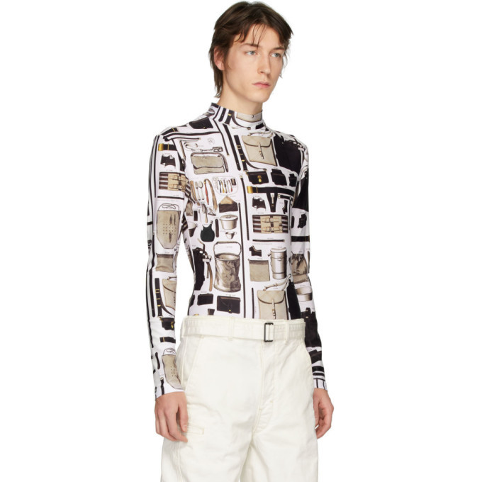 Linder White Printed Stephen Turtleneck
