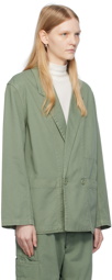 LEMAIRE Green Garment-Dyed Denim Blazer