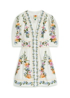 Farm Rio Sweet Bloom Floral-print Cotton Mini Dress White