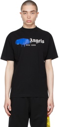 Palm Angels Black & Blue Sprayed Logo 'New York' T-Shirt