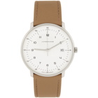 Junghans White and Tan Max Bill Quarz Watch