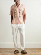Kardo - Craft Ronen Convertible-Collar Embroidered Gingham Cotton Shirt - Pink