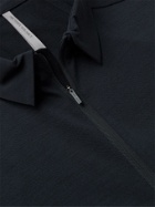 VEILANCE - Frame Shell-Trimmed Wool-Blend Polo Shirt - Blue