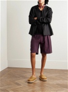 SMR Days - Mastella Straight-Leg Embroidered Cotton Shorts - Purple