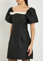 Sister Jane Cocktail Floral-jacquard Woven Mini Dress Black And White
