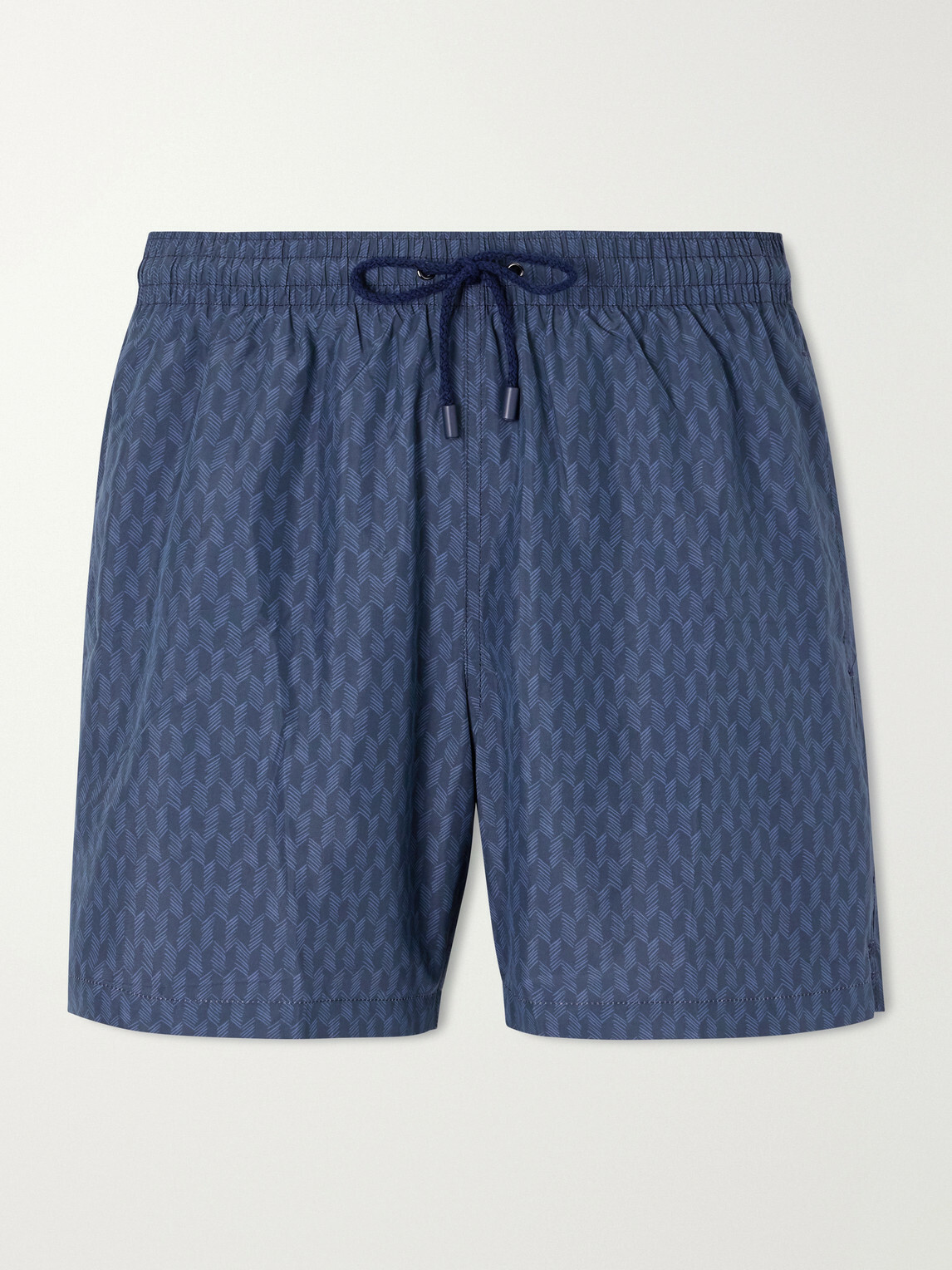 Canali - Straight-Leg Mid-Length Printed Swim Shorts - Blue