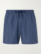 Canali - Straight-Leg Mid-Length Printed Swim Shorts - Blue