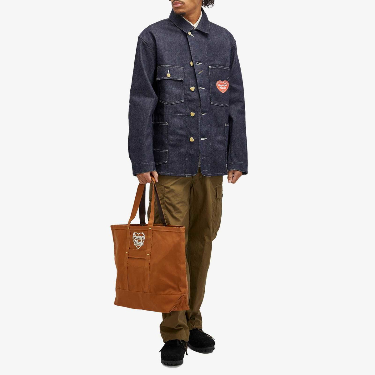 Human Made Men's Duck Canvas Tote Bag in Brown Human Made