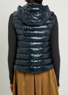 Herno Padded Hooded Glossed Shell Gilet Blue