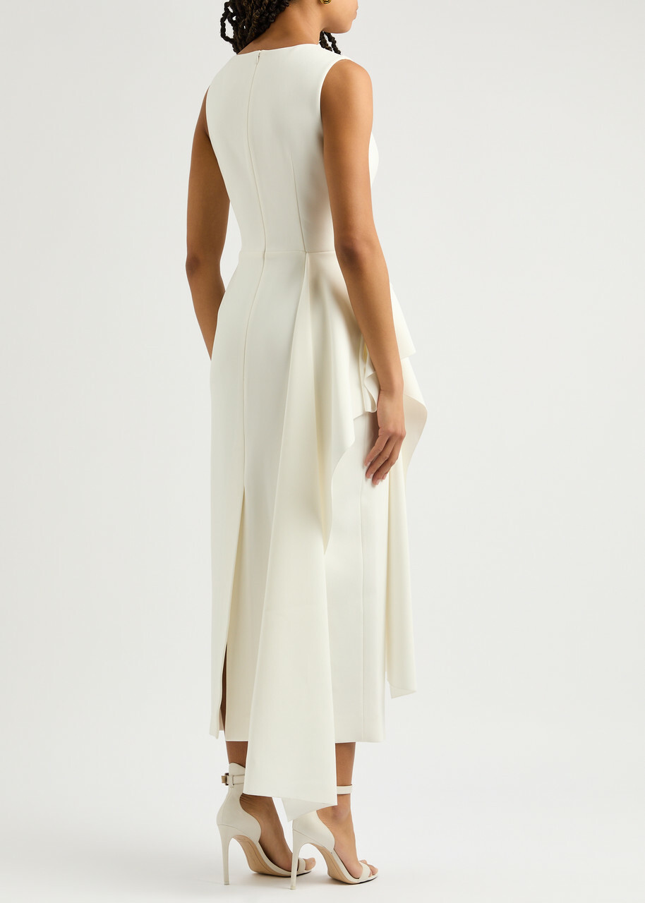 Roksanda Calatrava Draped Ruffled Midi Dress Ivory Roksanda