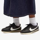 Nike Women's W Cortez 23 Premium Sneakers in Black/Sail Alabaster