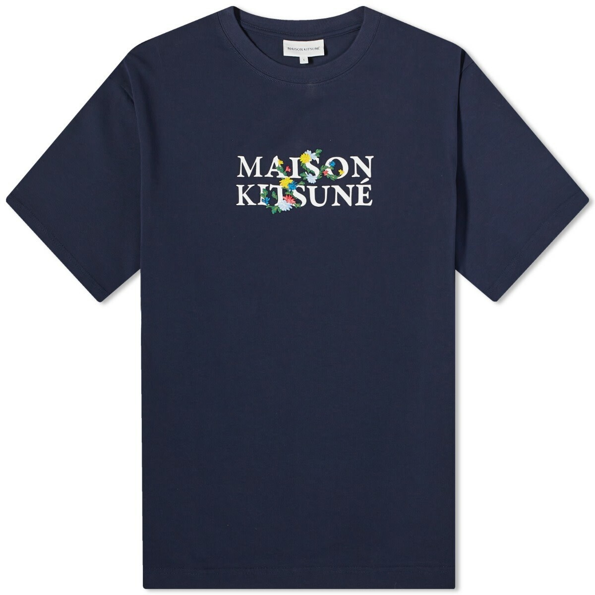 Maison Kitsuné Men's Maison Kistune Flowers Oversize T-Shirt in Navy ...