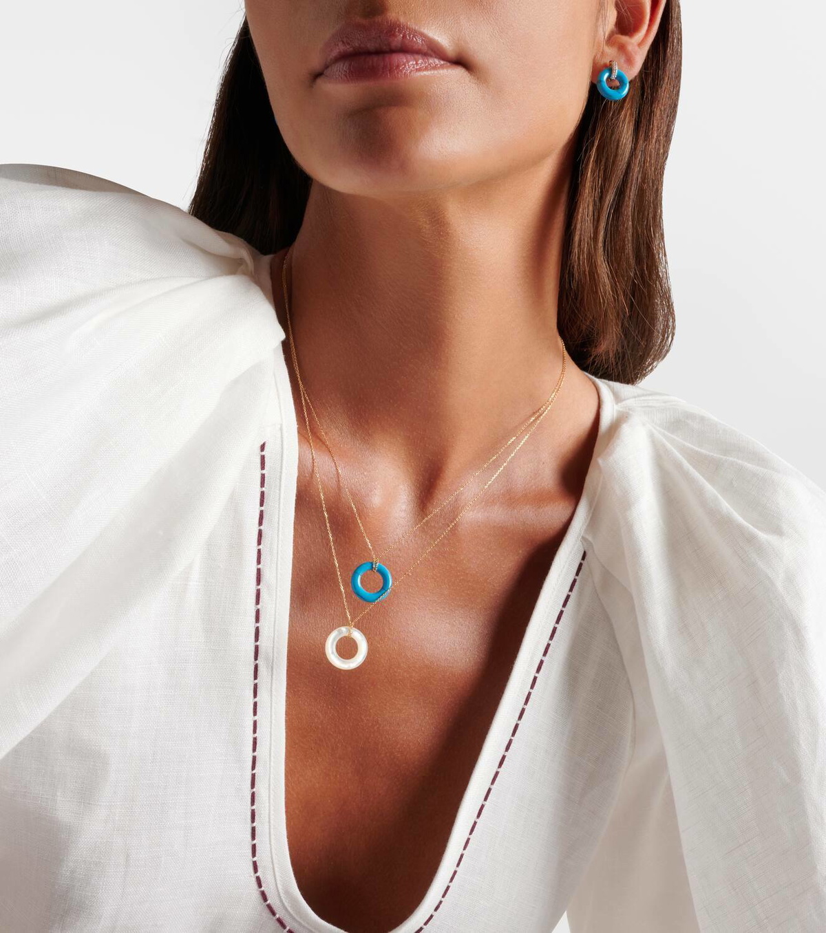 Mateo 14kt gold pendant necklace with turquoise
