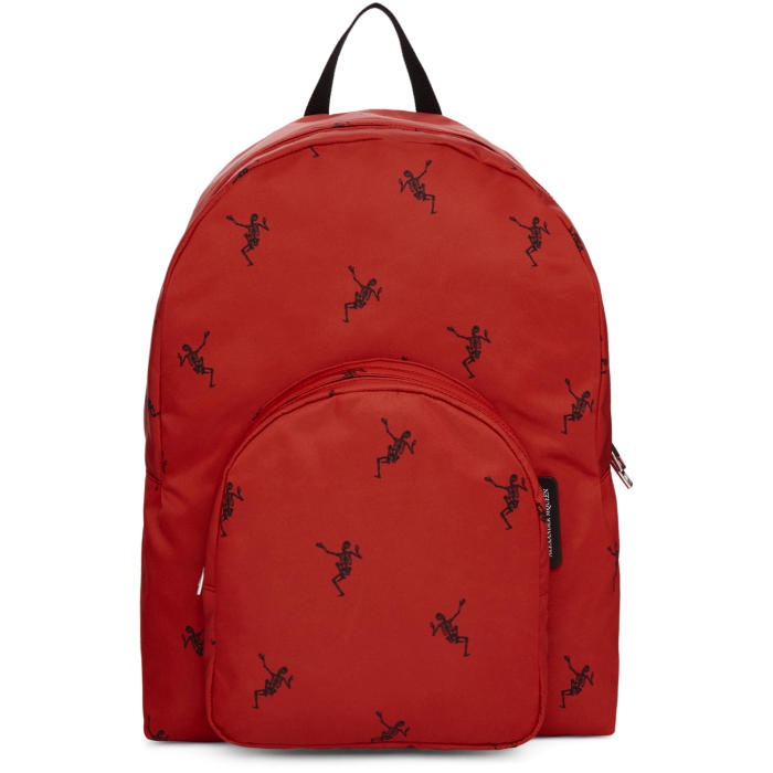 Photo: Alexander McQueen Red and Black Small Dancing Skeleton Backpack
