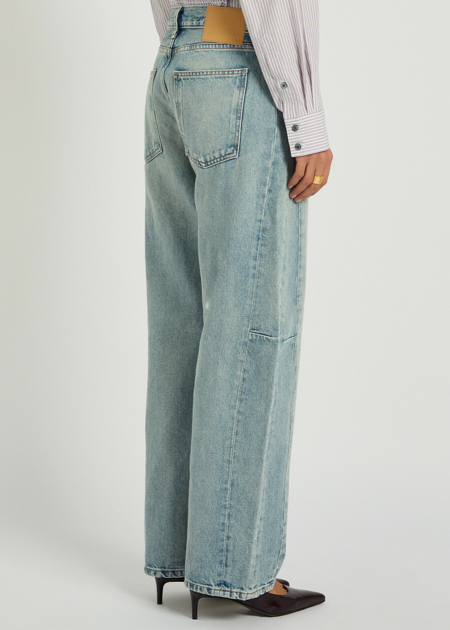 B Sides Slim Lasso Structured Barrel-leg Jeans Blue