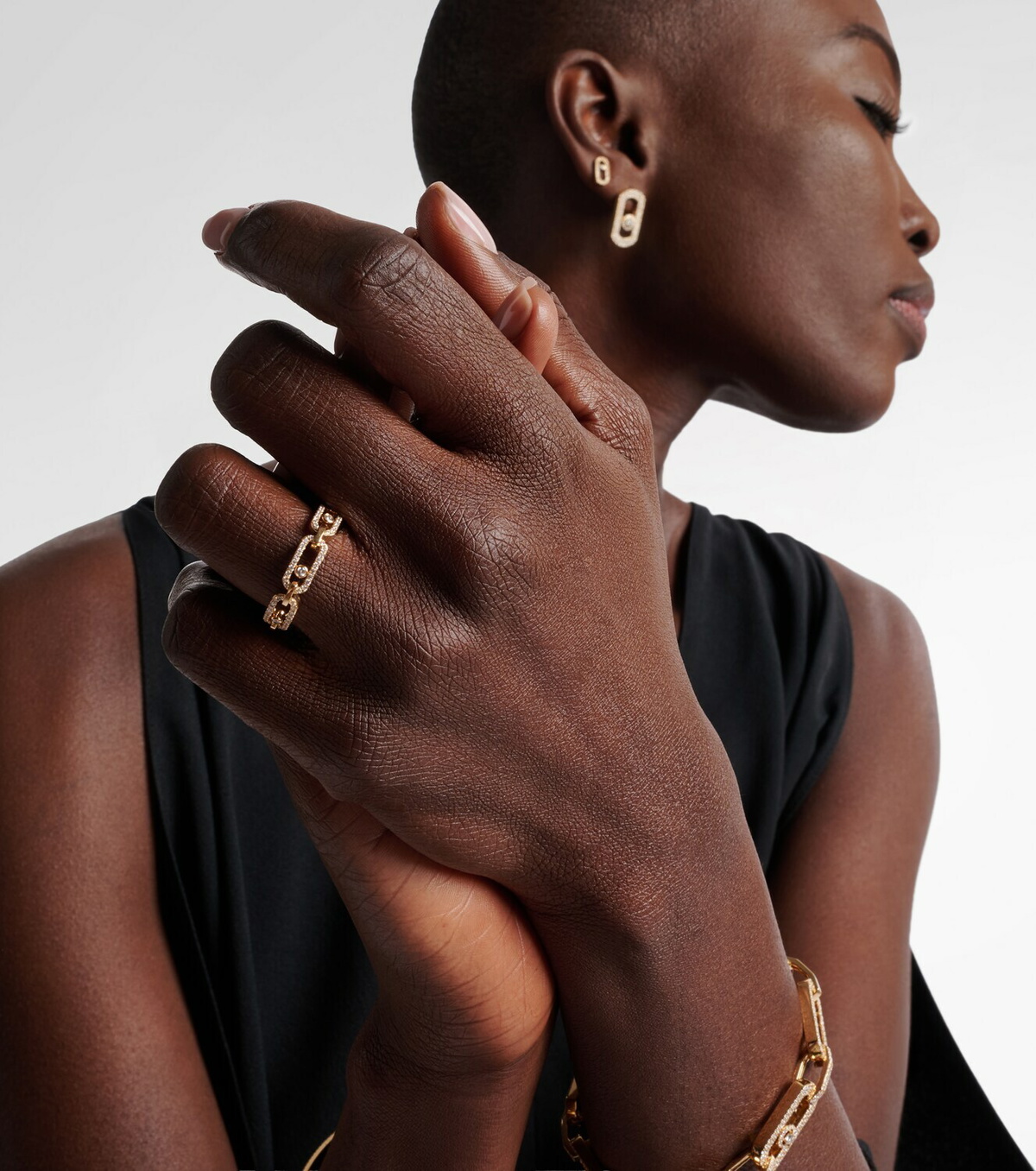 Messika Move Link 18kt gold ring with diamonds