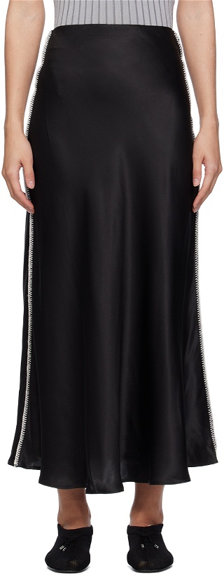 Photo: Silk Laundry Black Bias-Cut Midi Skirt
