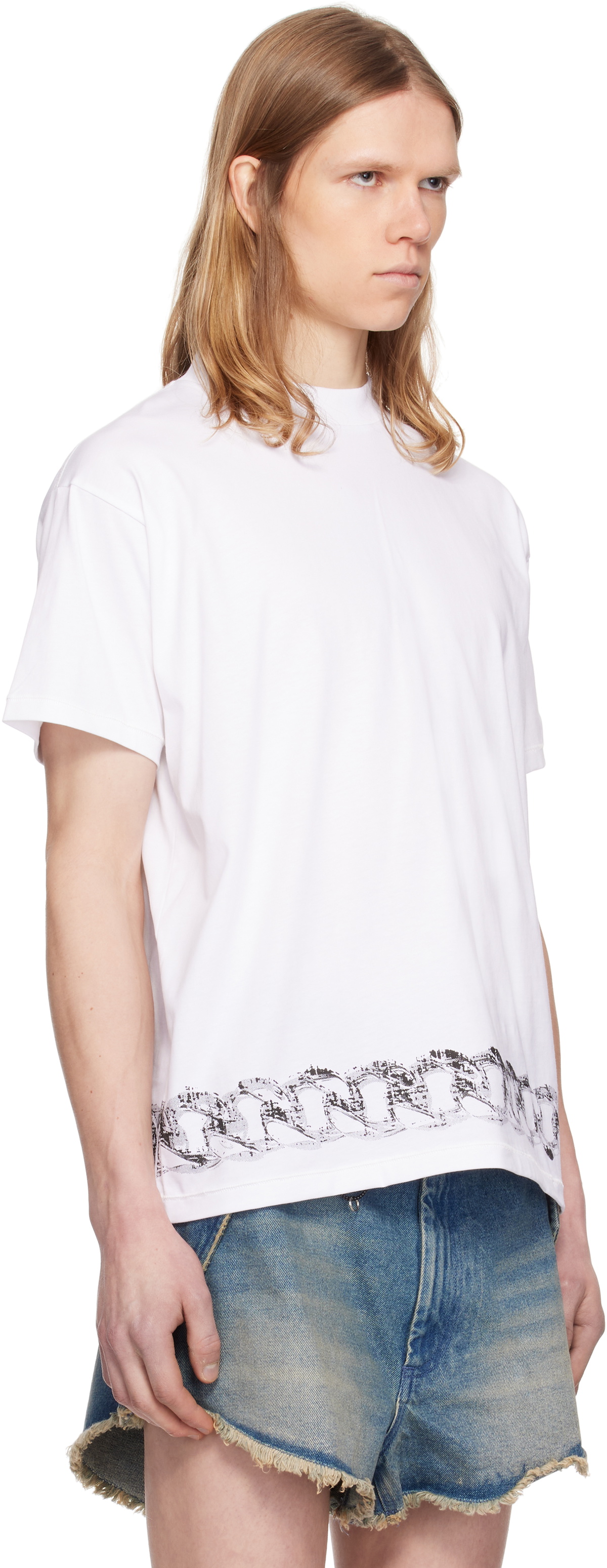 Random Identities White Chain Belt Print Short Sleeve T-shirt
